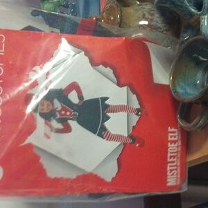 A New Mistletoe Elf Costume with Black And Red Stripes Stocking Size S